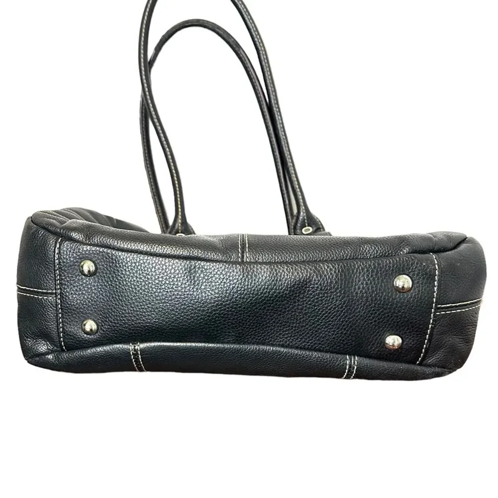 Tignanello Classic Leather Shoulder Bag Purse Black Italy
